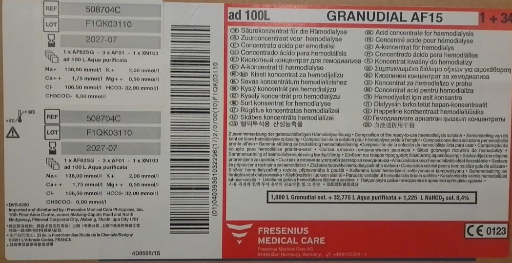 Granudial AF 15 Кислотний концентрат для гемодіалізу